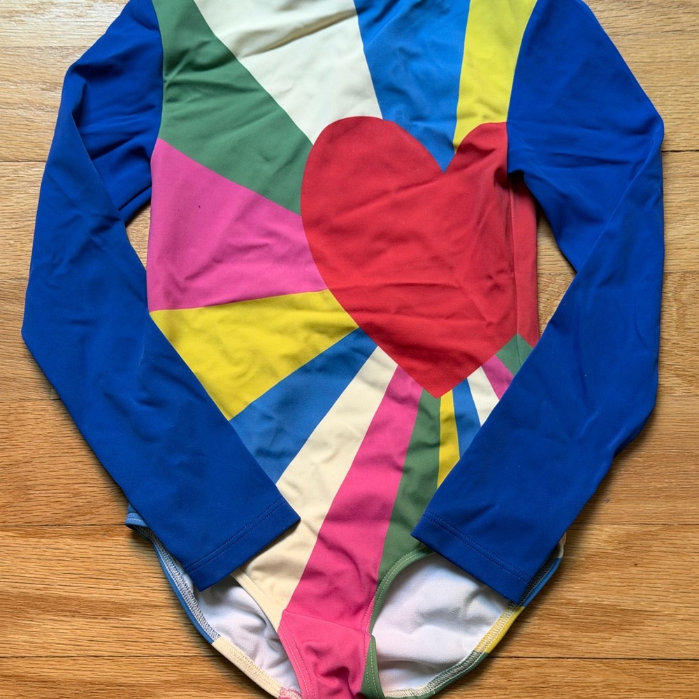 Mini Boden Colorful Heart Long Sleeve Bodysuit